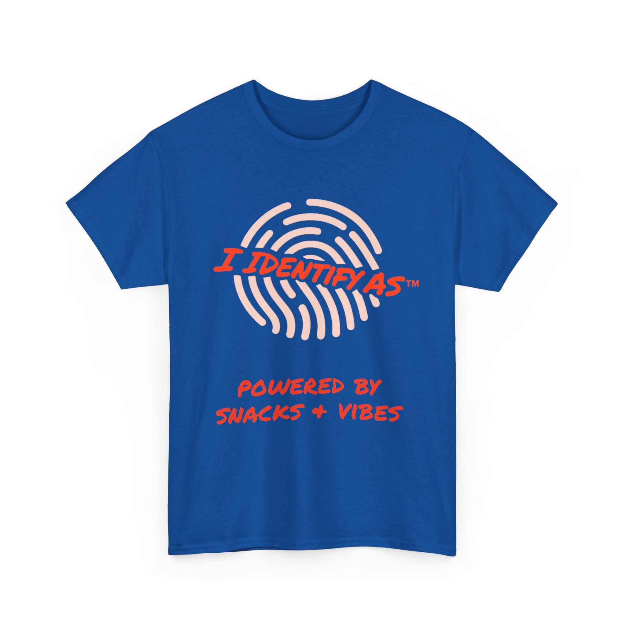 I Identify As Powered By Snacks and Vibes - Funny Graphic T-Shirt