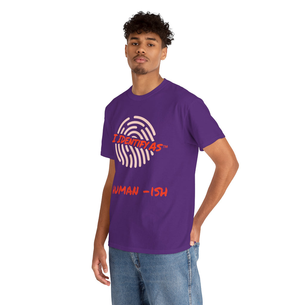 I Identify As Human‑ish funny graphic t‑shirt – relatable introvert humour design – unisex cotton tee