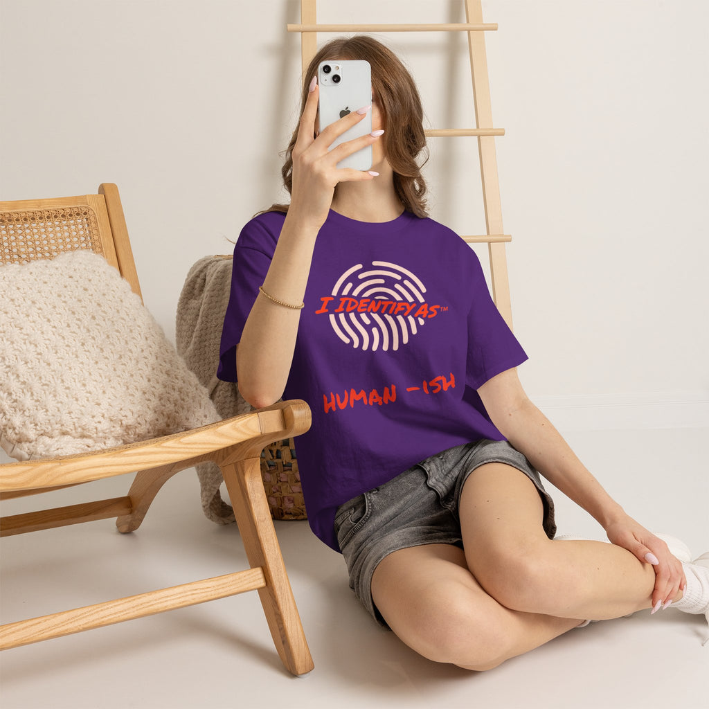 I Identify As Human‑ish funny graphic t‑shirt – relatable introvert humour design – unisex cotton tee