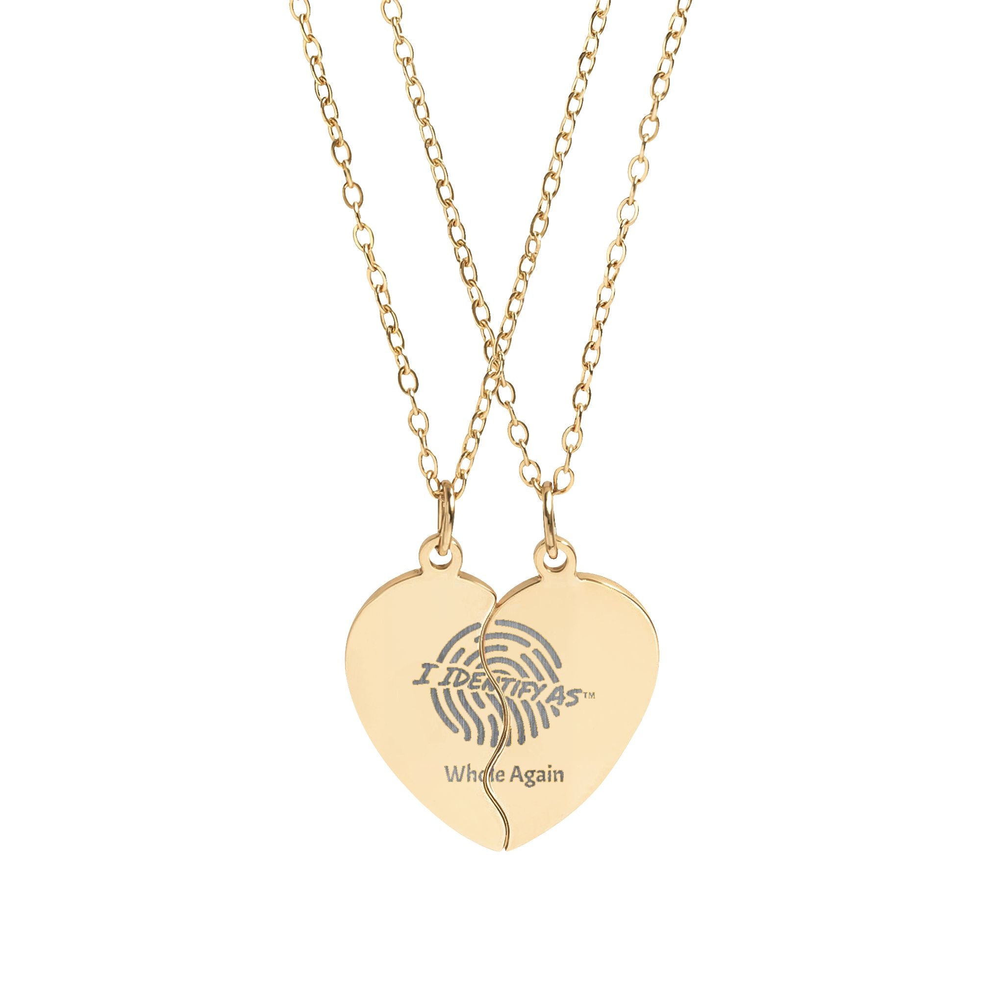 Break Apart Heart Necklace Set (Engraving)