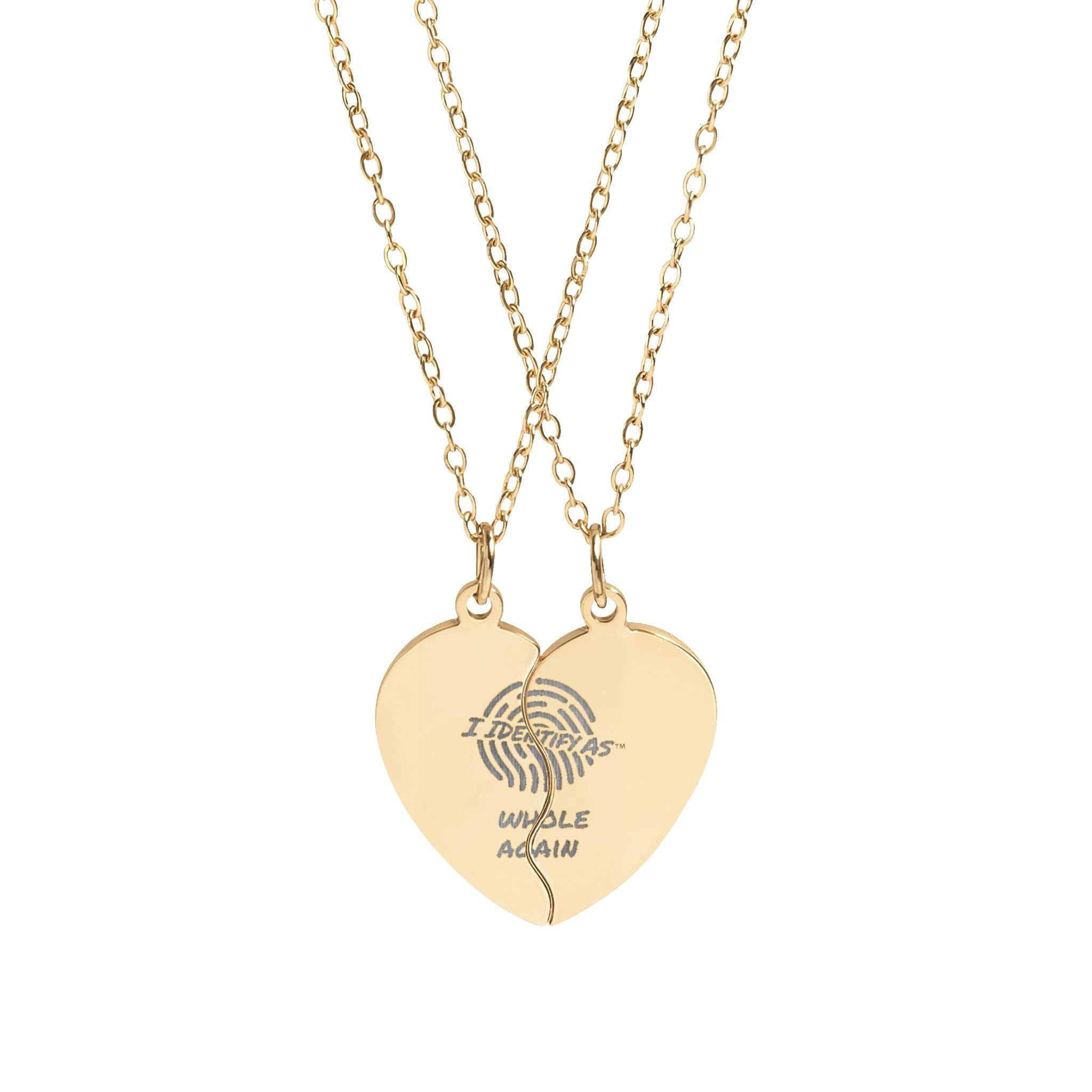 Break Apart Heart Necklace Set (Engraving)