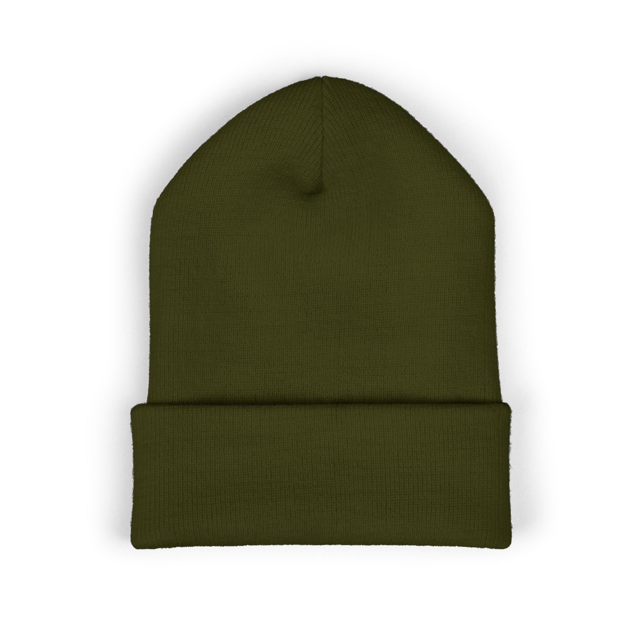 Embroidered 'A Fan Of' Classic Cuffed Beanie — White Knit Winter Hat