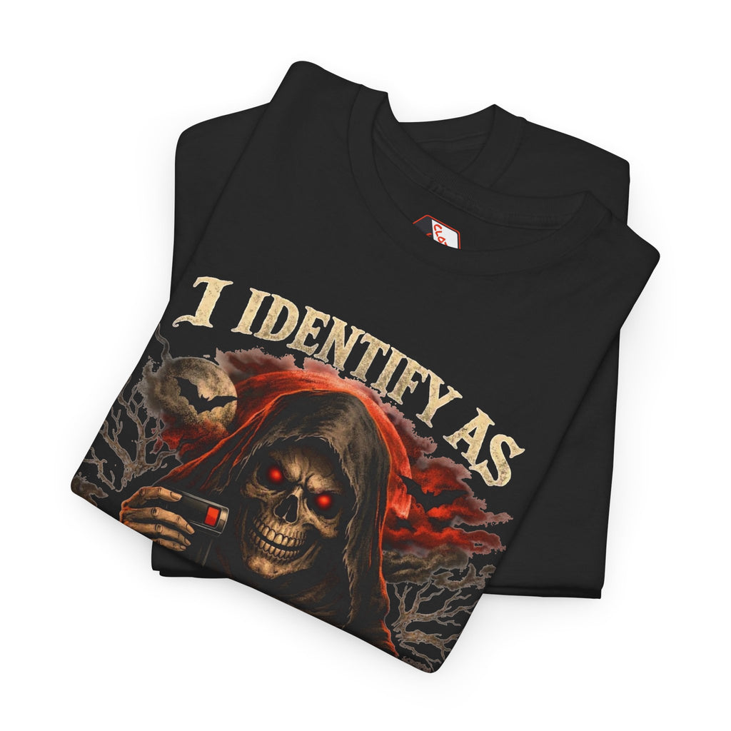 A folded navy blue t-shirt with 'Santa's Favorite' printed in red across the front, displayed on a clean white background.