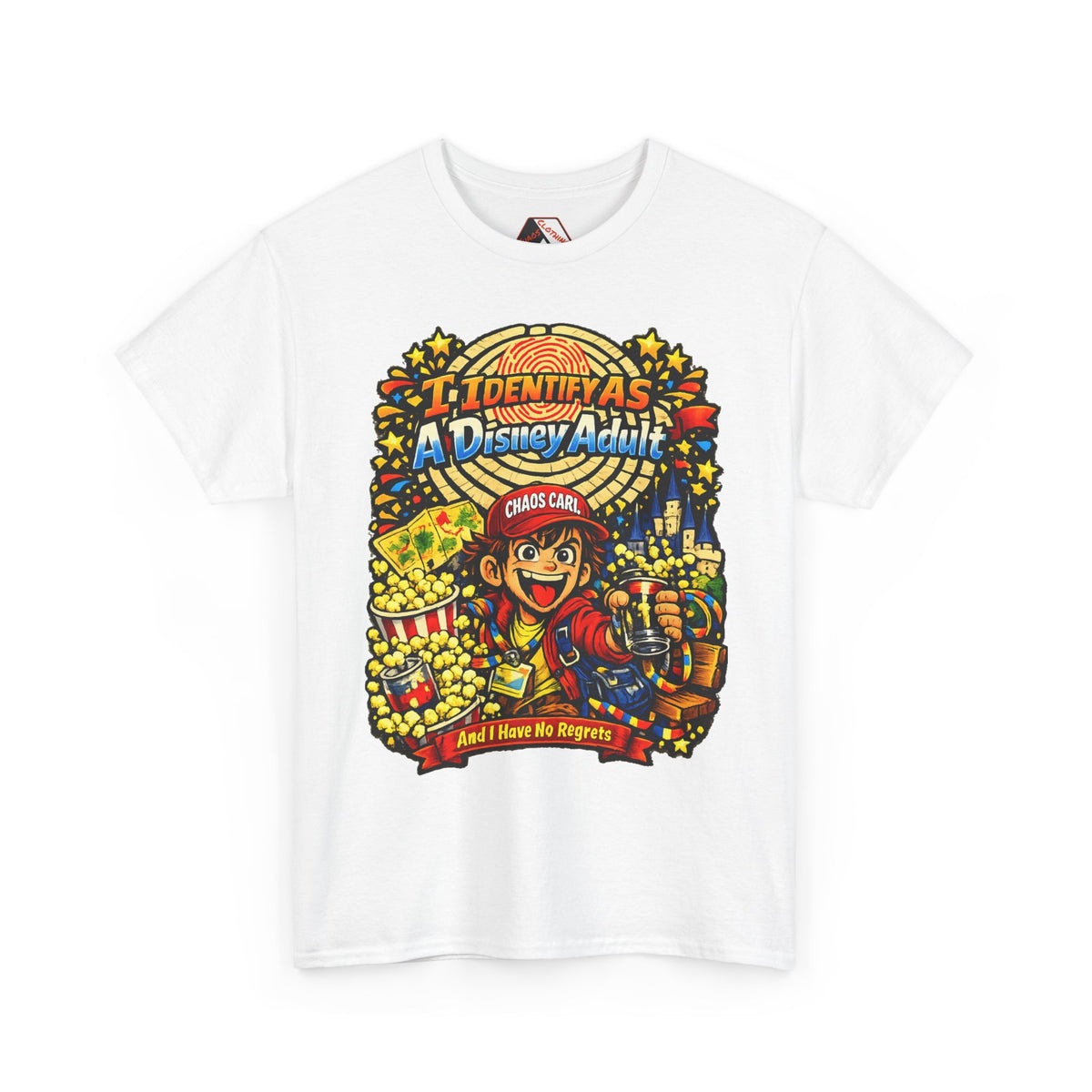 I Identify As A Theme Park Adult™ | Chaos Carl™ Funny Theme Park Enthusiast T-Shirt