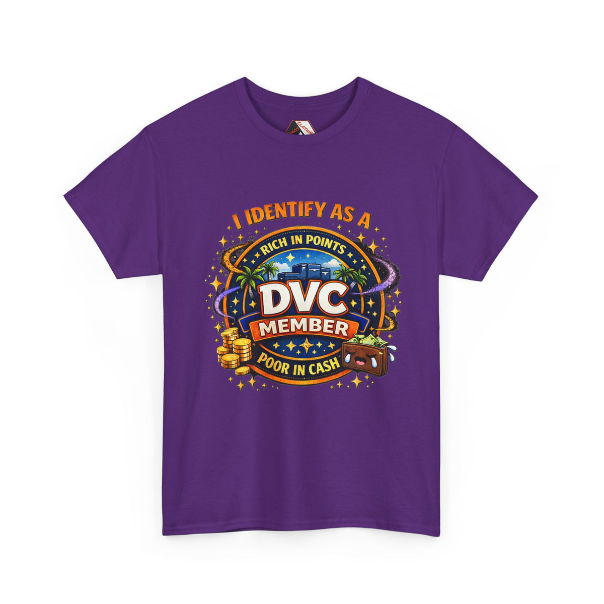 Purple I Identify As a DVC Member - rich in points, poor in cash t shirt from Chaos clothing by I Identify As