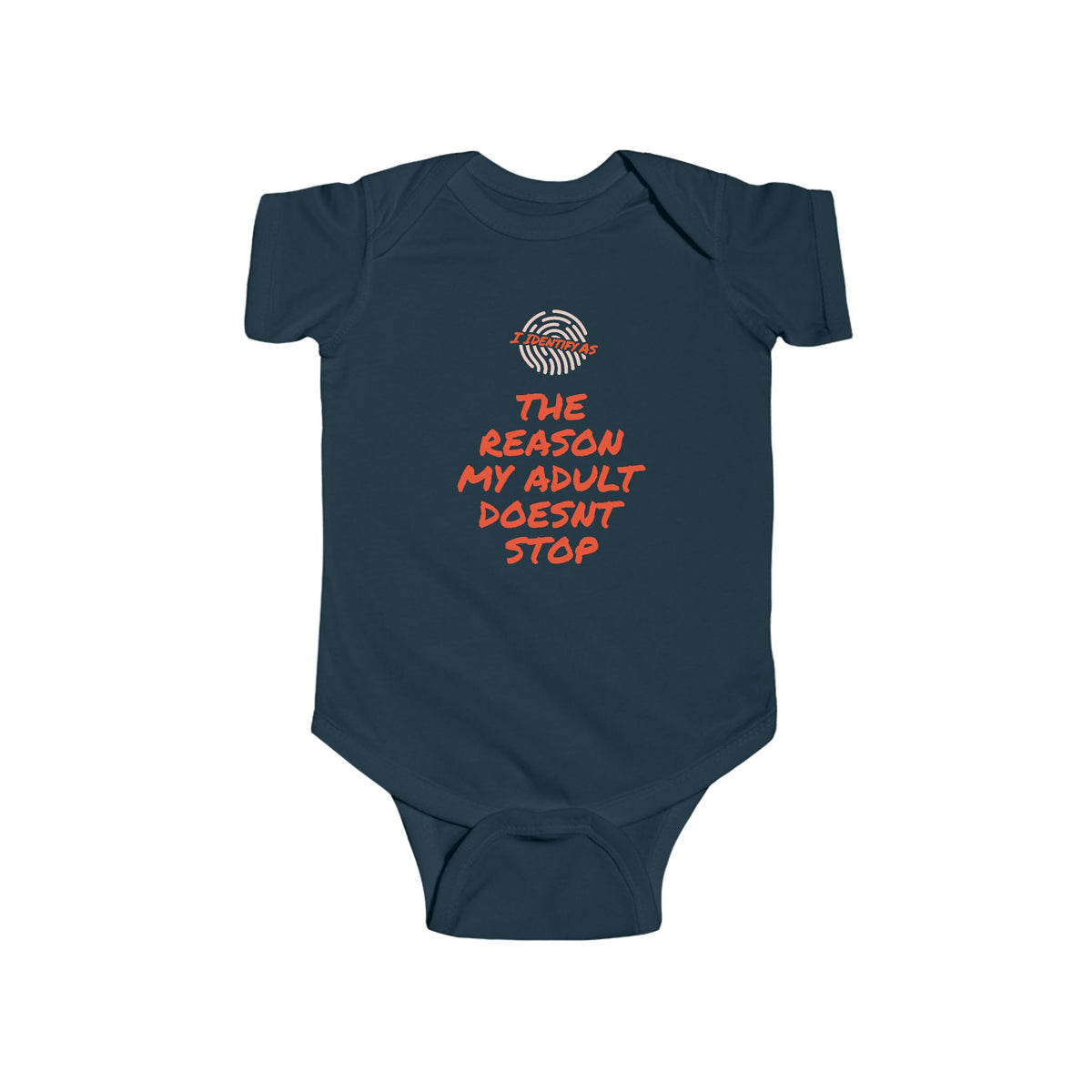 Navy blue baby onesie with red boxing gloves and 'Future Champion' text on a white background