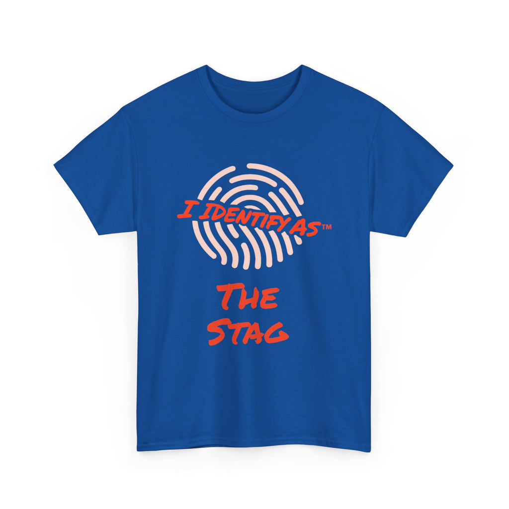 I Identify As The Stag funny graphic t‑shirt – stag do humour design – unisex cotton tee