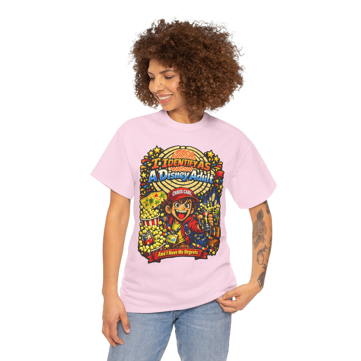 I Identify As A Theme Park Adult™ | Chaos Carl™ Funny Theme Park Enthusiast T-Shirt