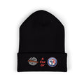 Embroidered 'A Fan Of' Classic Cuffed Beanie — White Knit Winter Hat