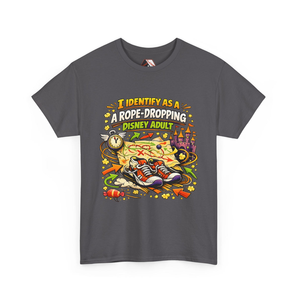 I Identify As a Rope-Dropping Disney Adult – Funny Disney Parody T‑Shirt |Chaos Clothing by I Identify As