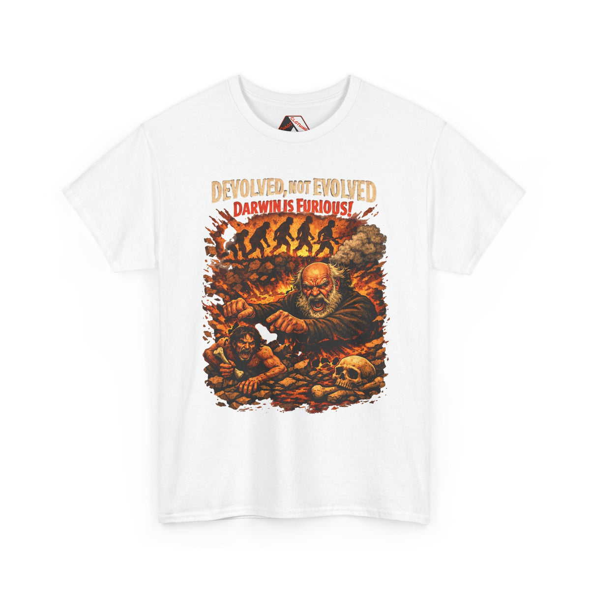 Devolved, Not Evolved – Darwin Is Furious | Funny Dark Humour T-Shirt