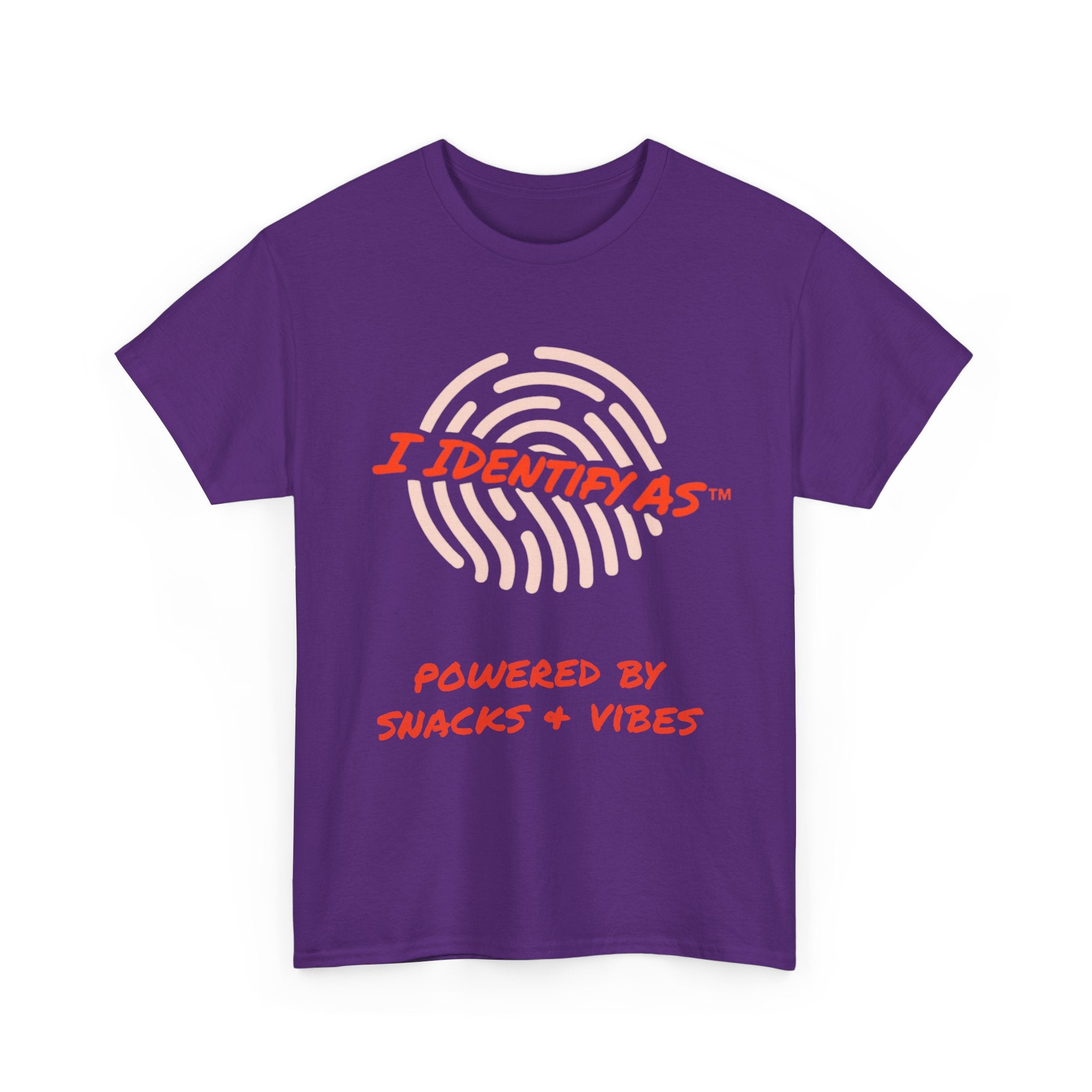I Identify As Powered By Snacks and Vibes - Funny Graphic T-Shirt