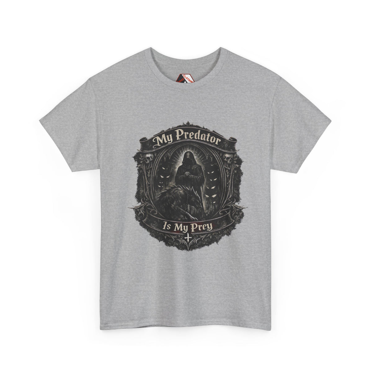My Predator Is My Prey | Gothic Halloween T‑Shirt, Dark Humour & Spooky Season Graphic Tee