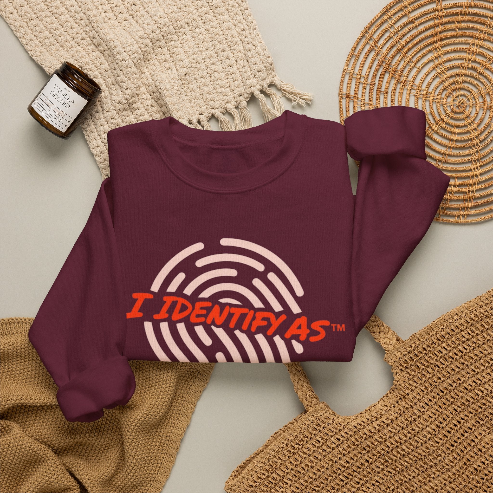 I Identify As Barely Social - Funny Graphic Crewneck Sweatshirt