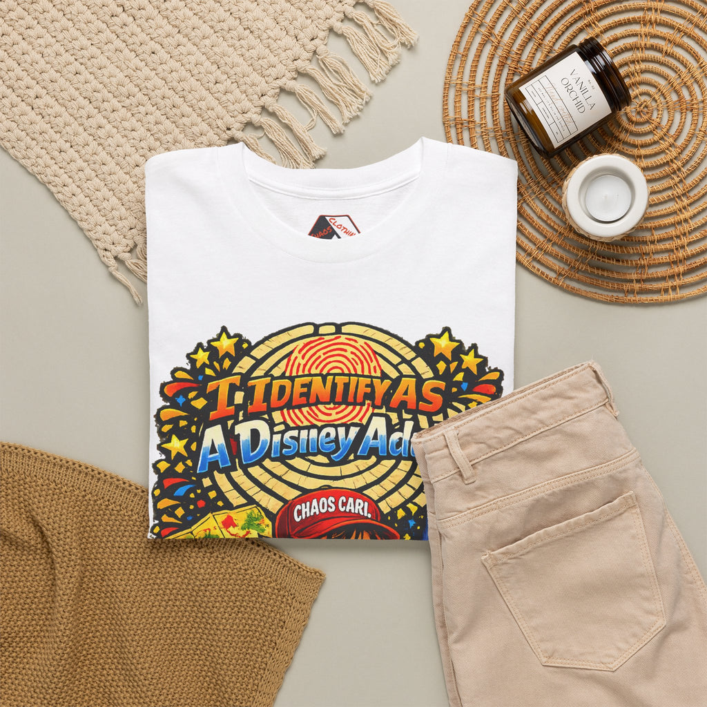 I Identify As A Theme Park Adult™ | Chaos Carl™ Funny Theme Park Enthusiast T-Shirt