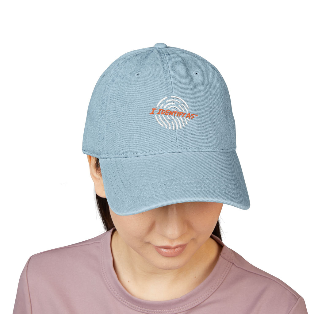 Embroidered Denim Hat – I Identify As Fingerprint Logo Cap
