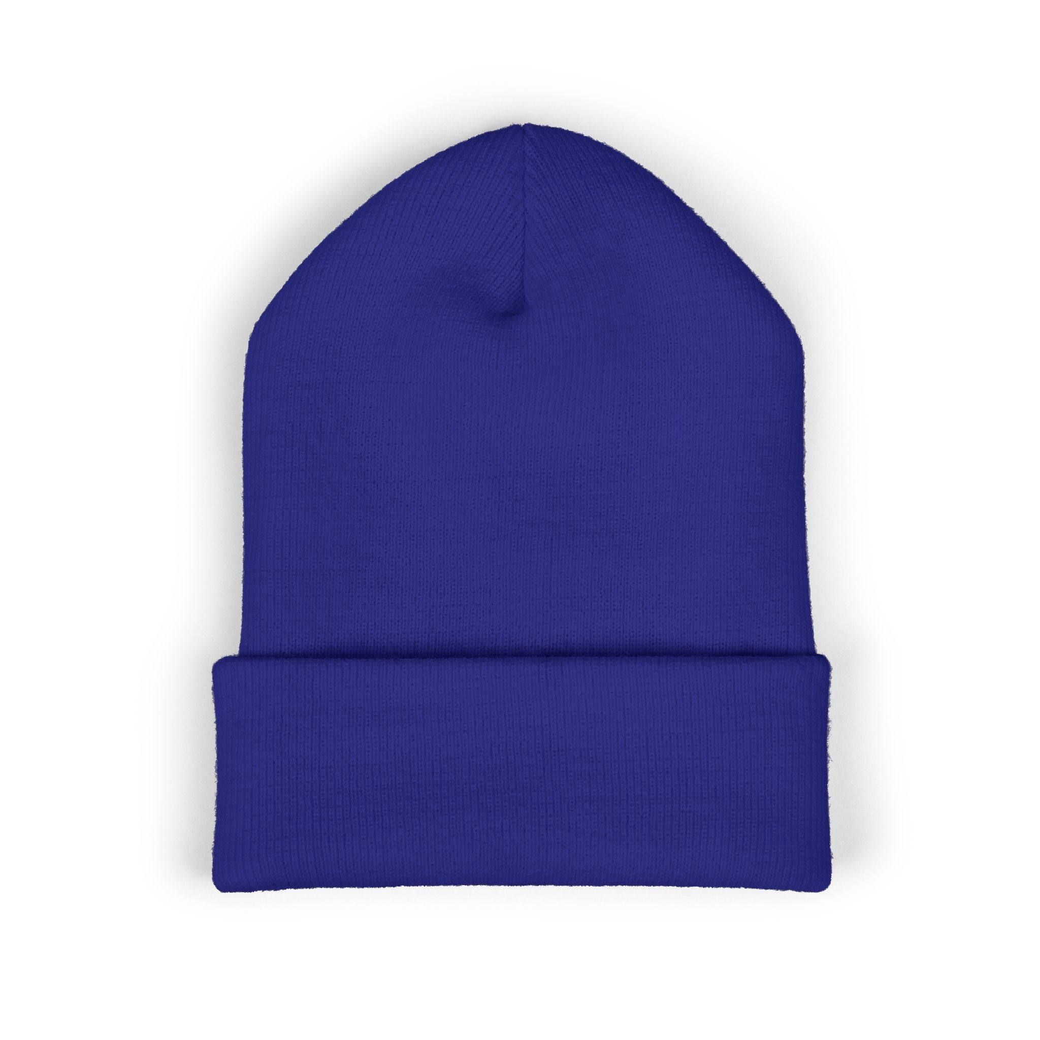 Embroidered 'A Fan Of' Classic Cuffed Beanie — White Knit Winter Hat