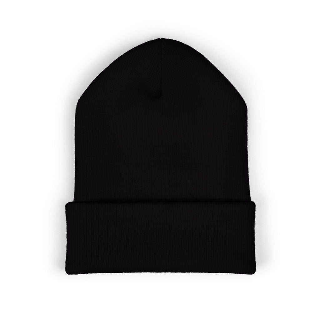 Embroidered 'A Fan Of' Classic Cuffed Beanie — White Knit Winter Hat