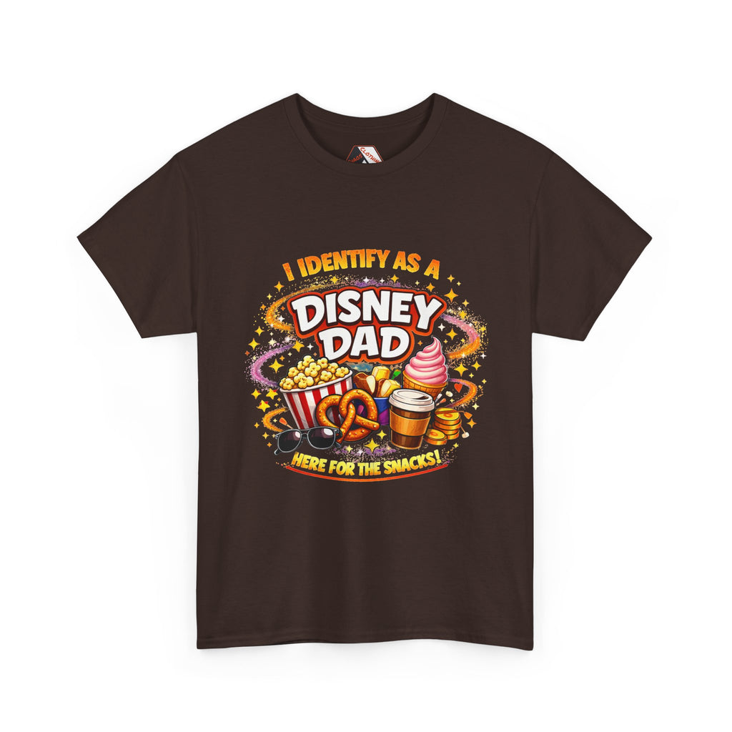 I Identify As a Disney Dad – Here for the Snacks Parody T‑Shirt | Chaos Clothing by I Identify As