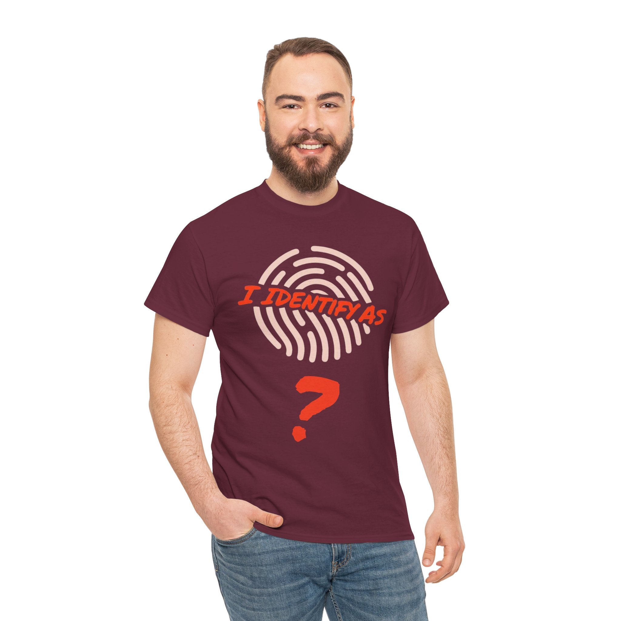 Personalised “I Identify As” Custom Name T‑Shirt – Unisex Cotton Identity Graphic Tee – Custom Text Personalisation Shirt for Men & Women