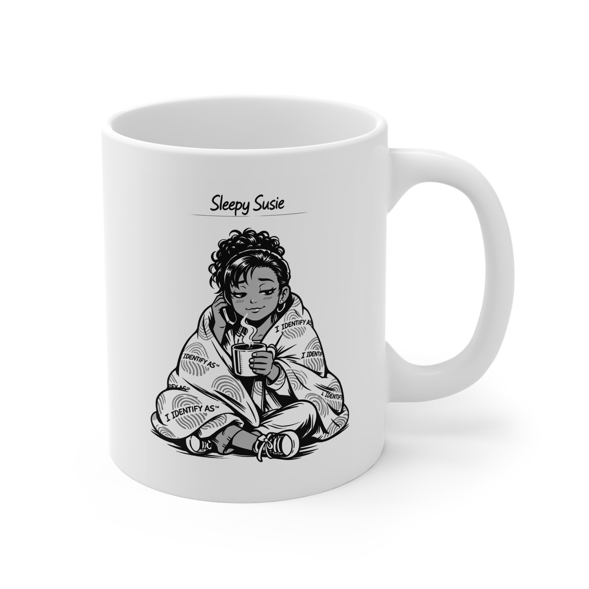 I Identify As Sip First Function Later Mug — Funny Coffee Tea Cup for Slow Mornings