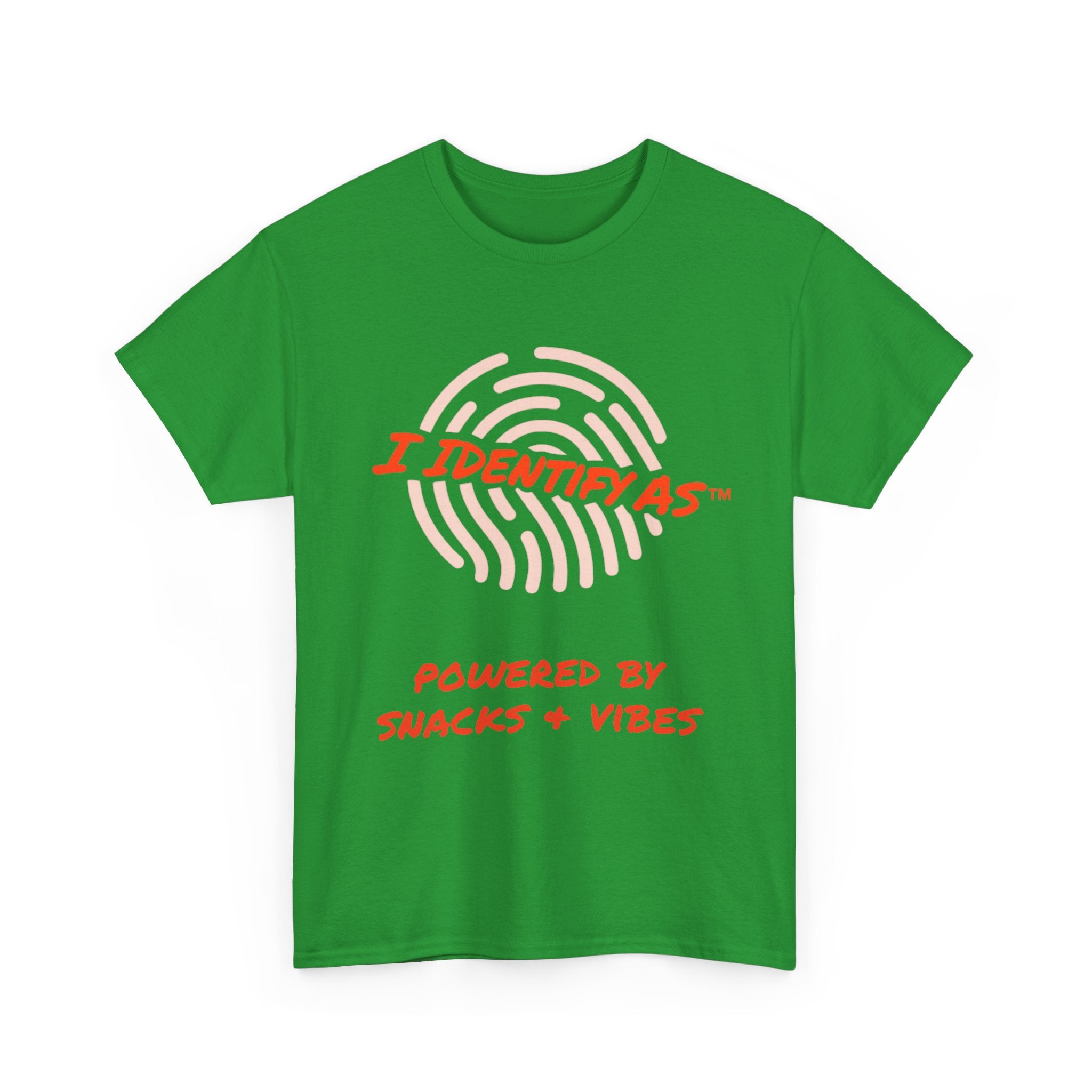 I Identify As Powered By Snacks and Vibes - Funny Graphic T-Shirt