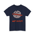 I Identify As Not Guilty funny graphic t‑shirt – bold text design – unisex cotton tee