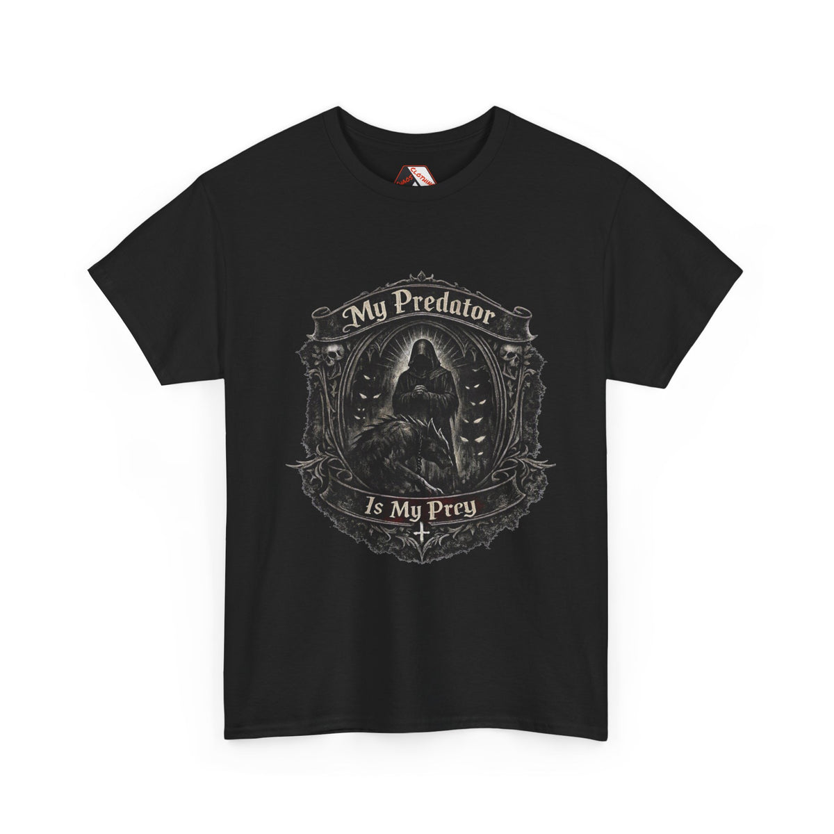 My Predator Is My Prey | Gothic Halloween T‑Shirt, Dark Humour & Spooky Season Graphic Tee