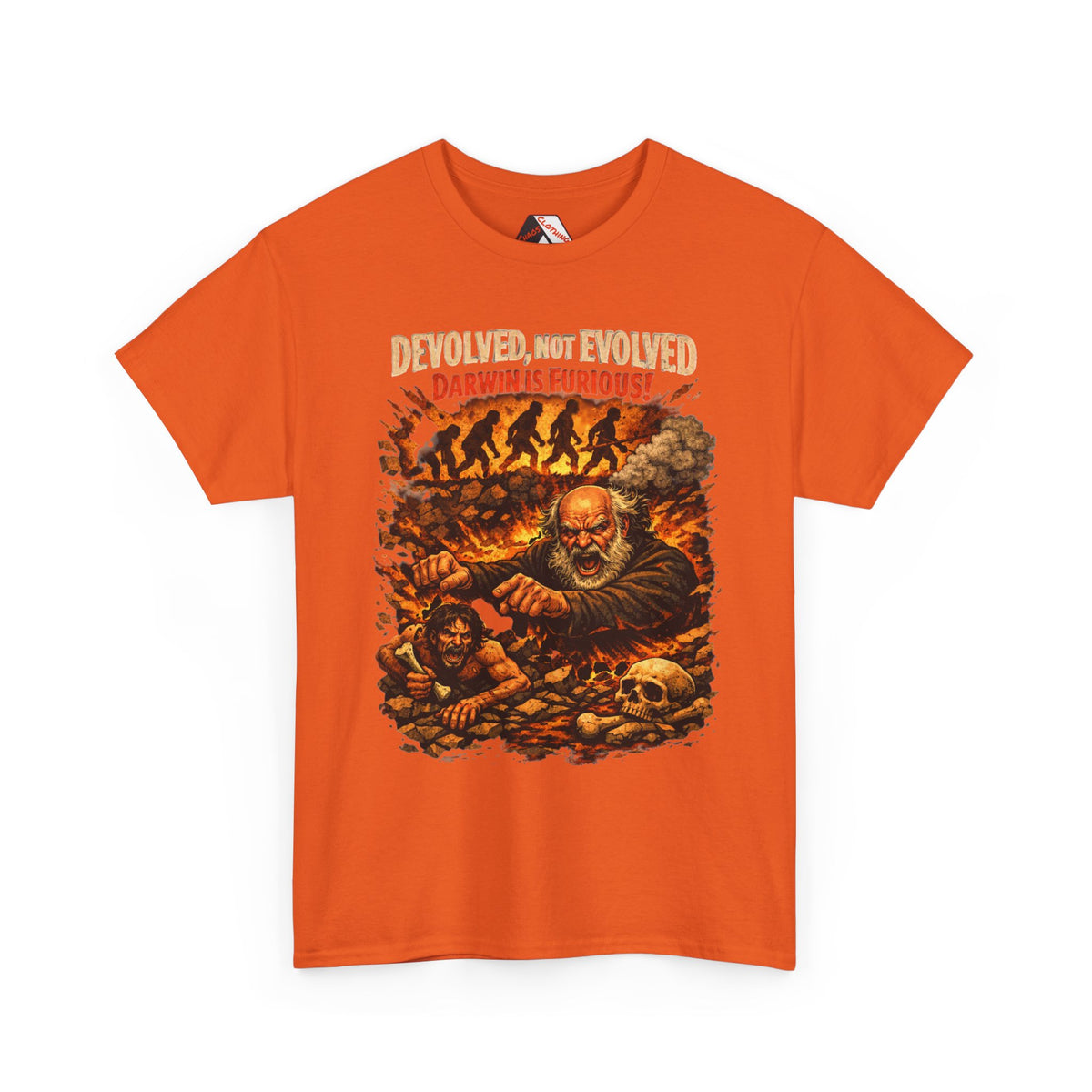Devolved, Not Evolved – Darwin Is Furious | Funny Dark Humour T-Shirt