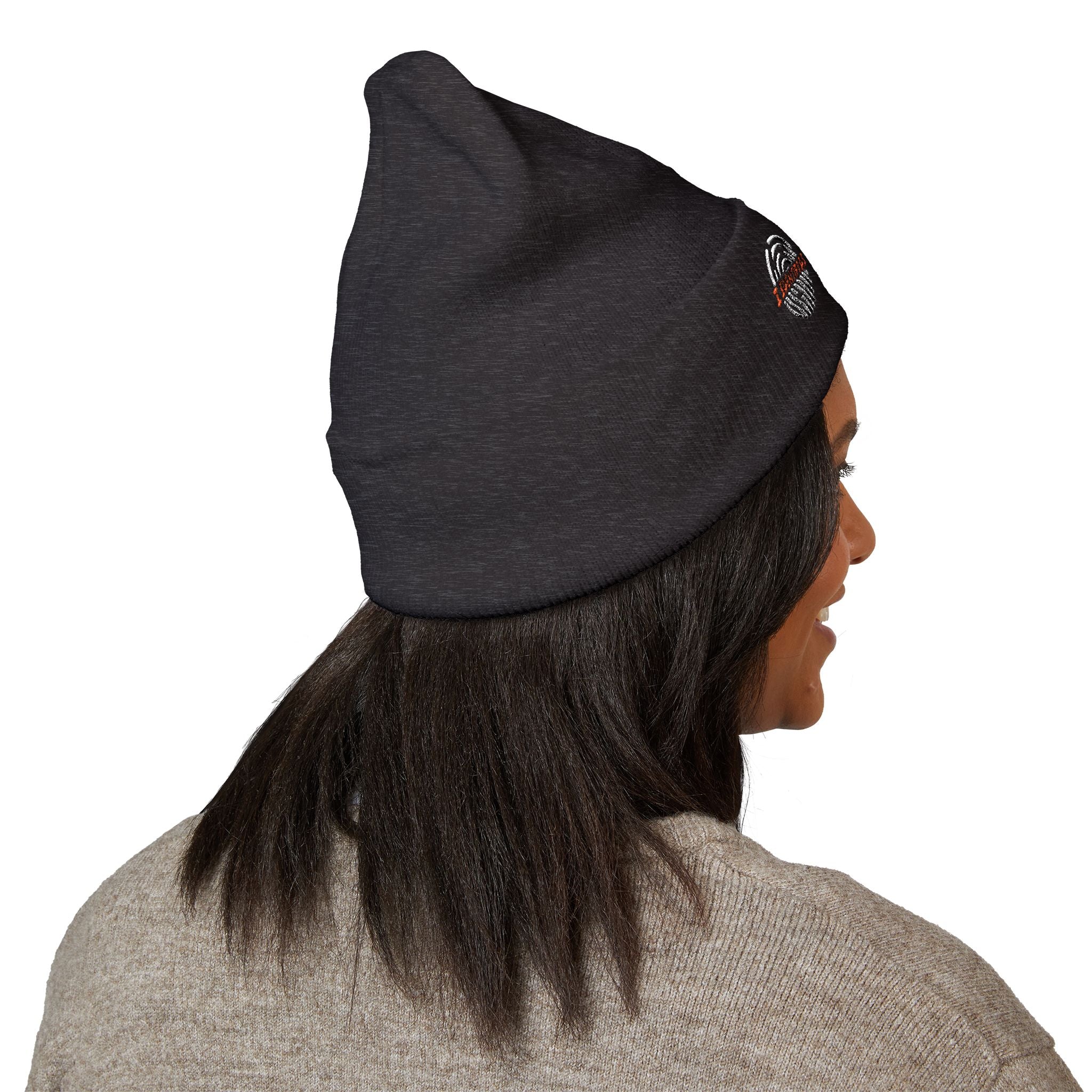 Embroidered 'A Fan Of' Classic Cuffed Beanie — White Knit Winter Hat