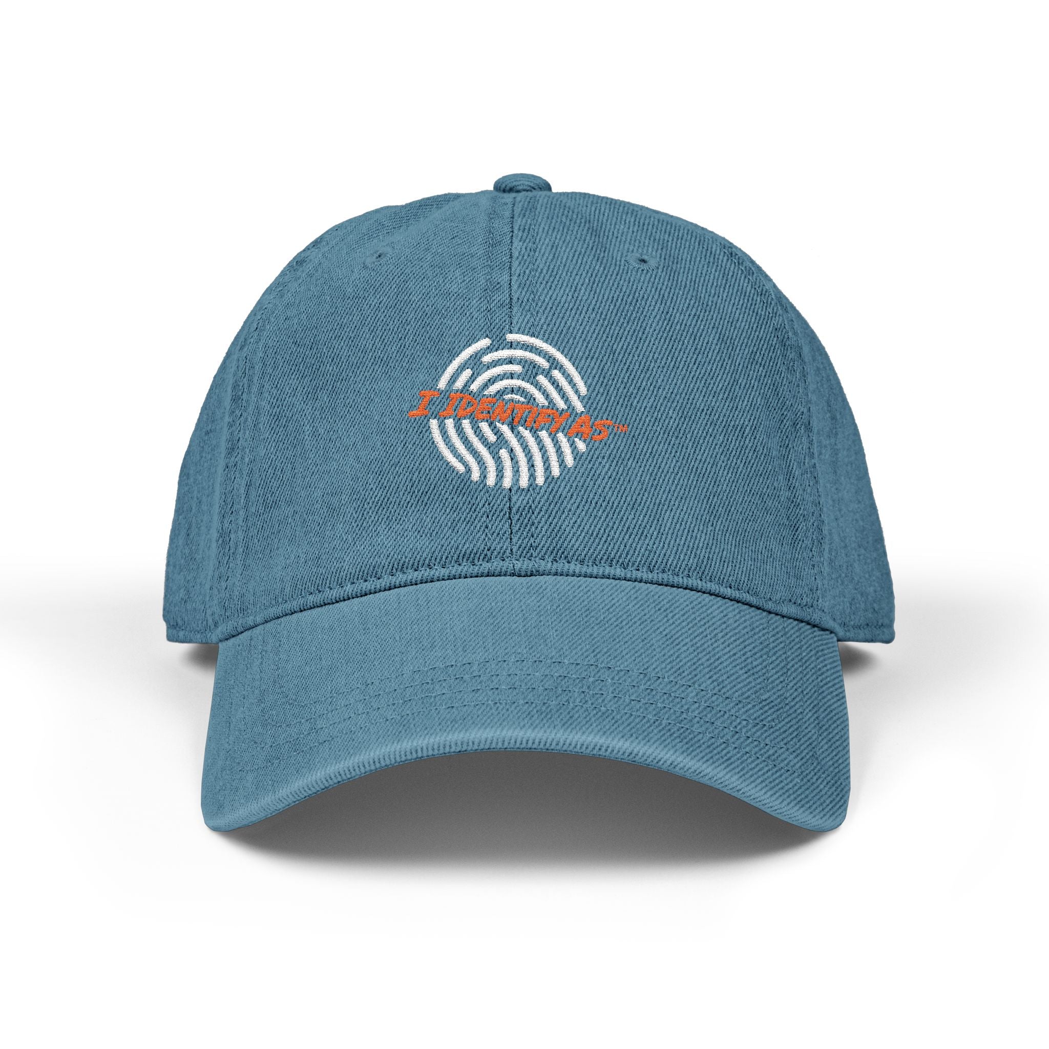 Embroidered Denim Hat – I Identify As Fingerprint Logo Cap