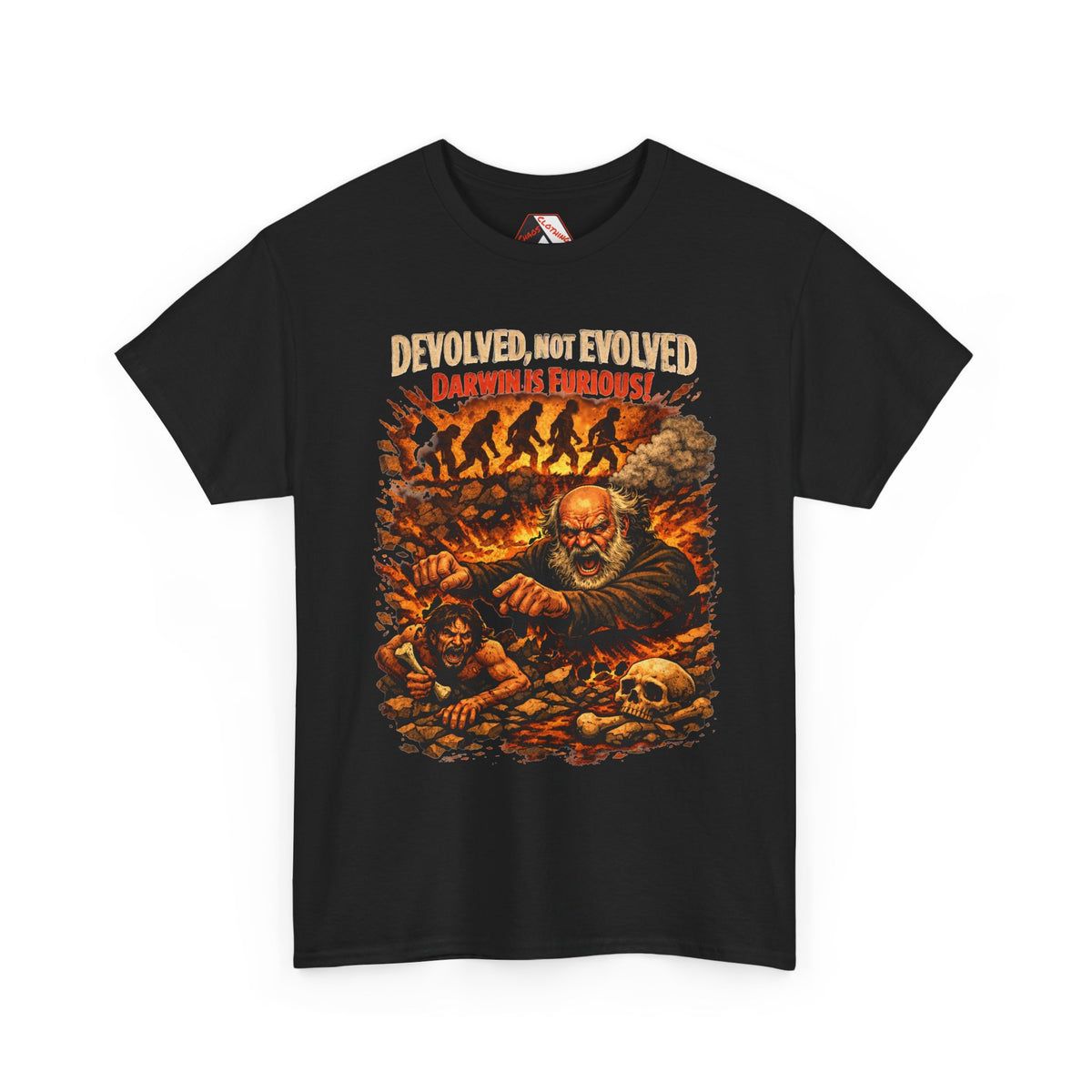 Devolved, Not Evolved – Darwin Is Furious | Funny Dark Humour T-Shirt