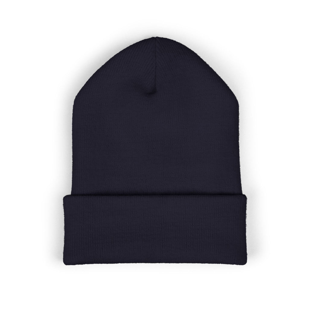 Embroidered 'A Fan Of' Classic Cuffed Beanie — White Knit Winter Hat
