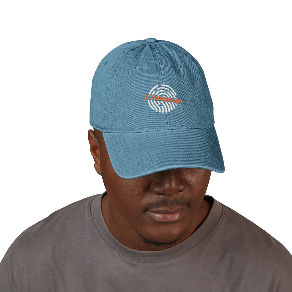 Embroidered Denim Hat – I Identify As Fingerprint Logo Cap