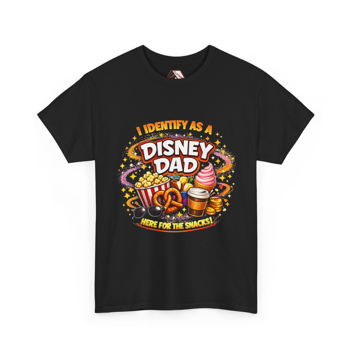 I Identify As a Disney Dad – Here for the Snacks Parody T‑Shirt | Chaos Clothing by I Identify As