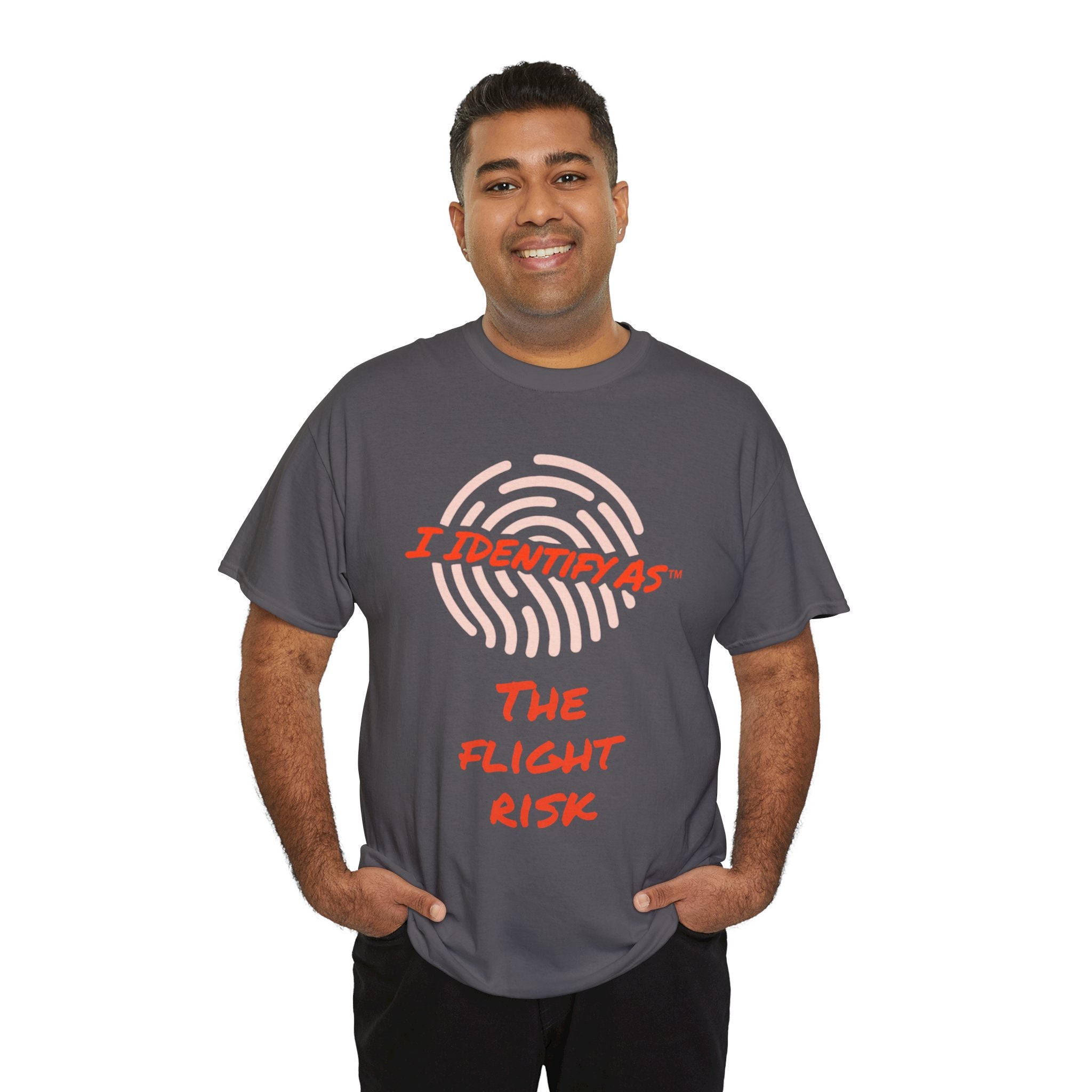 The Flight Risk Tee: I Identify As The Flight Risk Standing Fingerprint Graphic