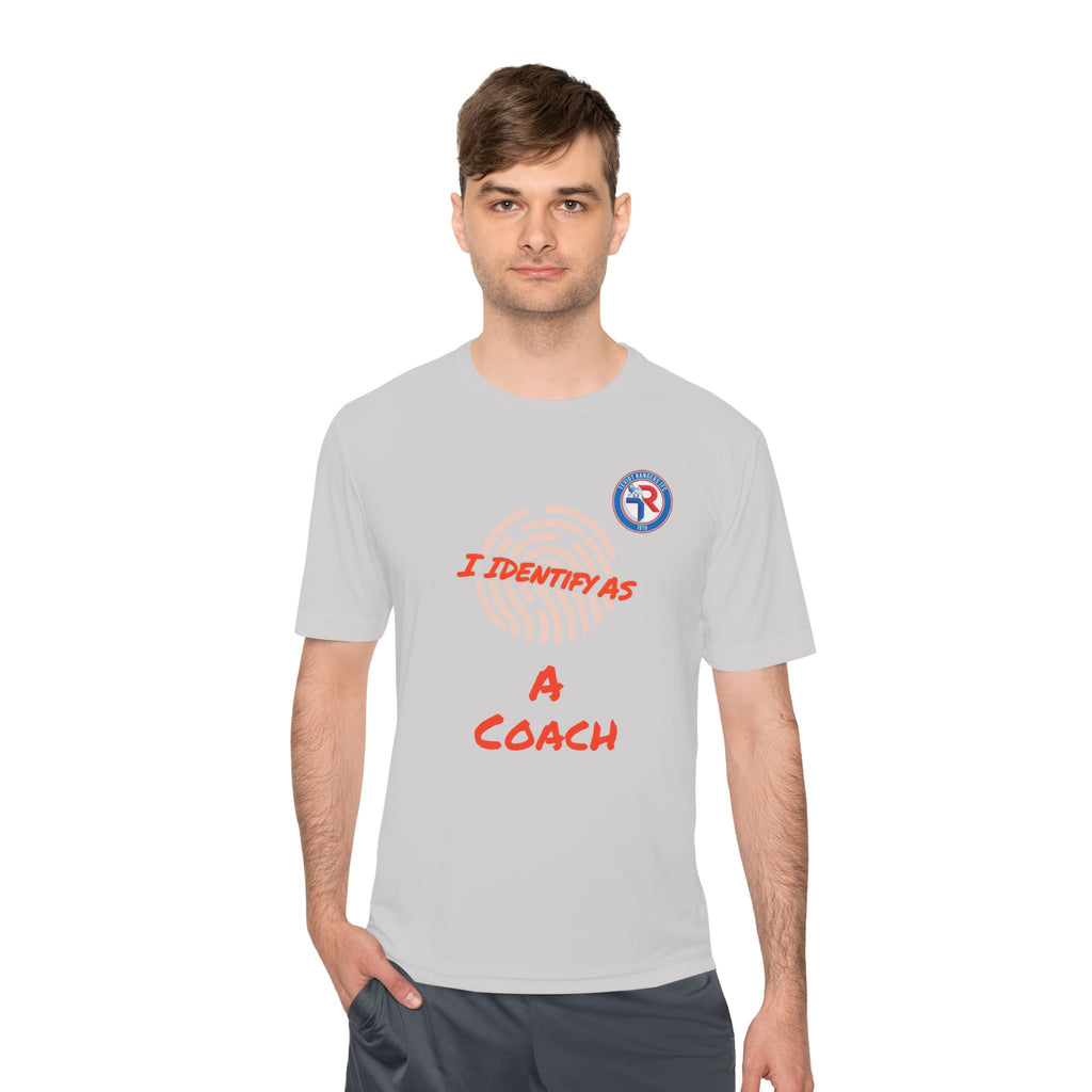 Training Shirt Tee — “I Identify As A Coach” Moisture-Wicking Athletic Tee - Unisex
