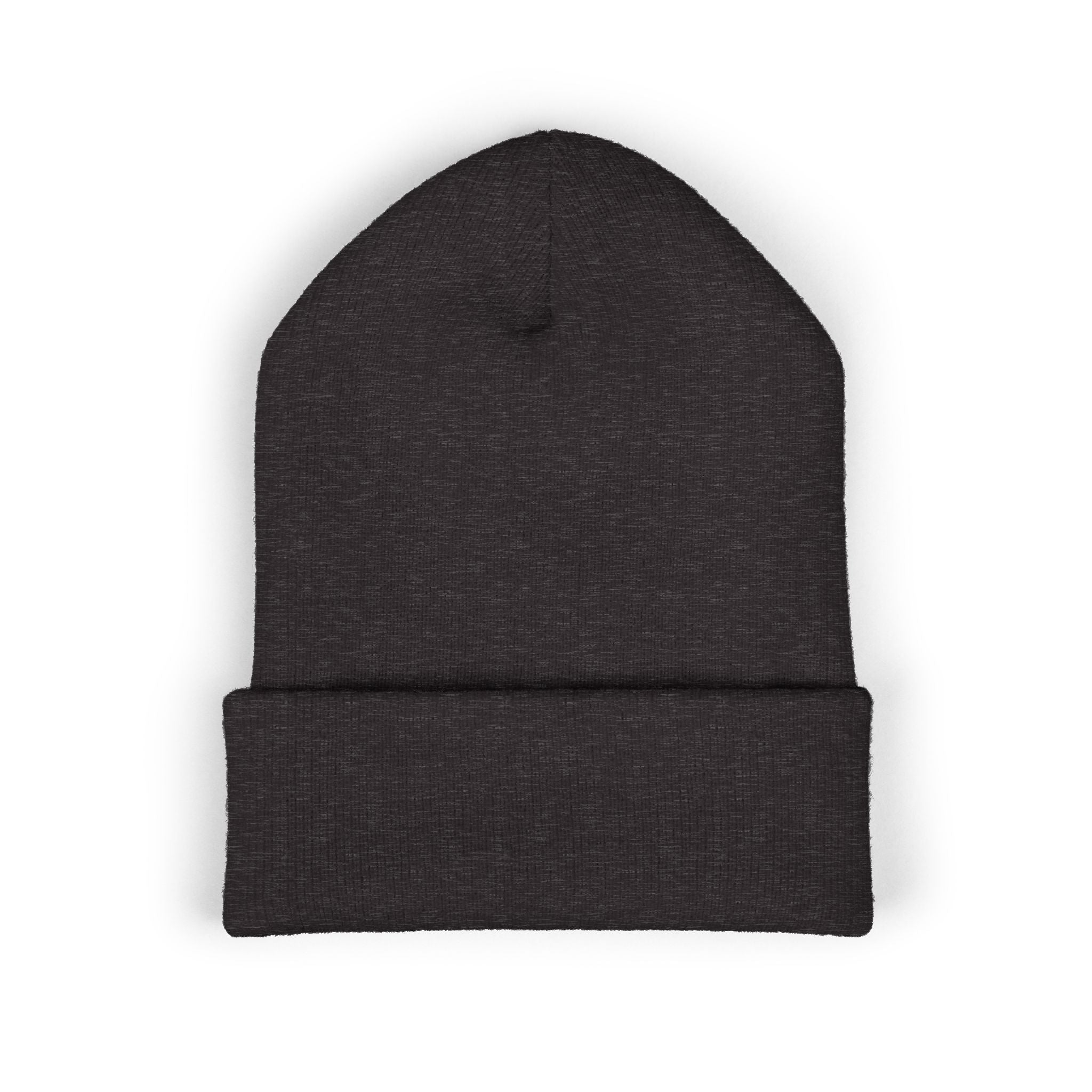 Embroidered 'A Fan Of' Classic Cuffed Beanie — White Knit Winter Hat