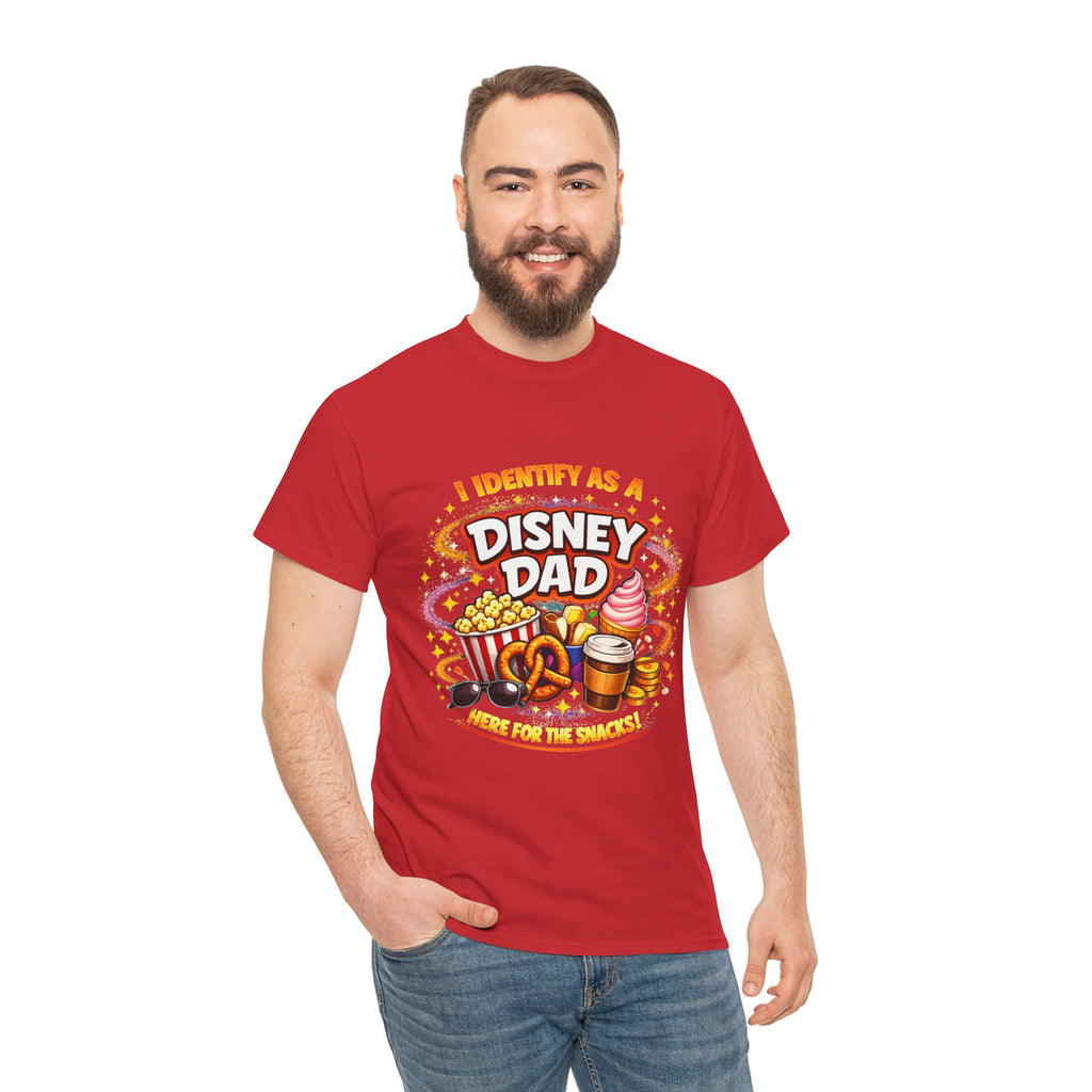 I Identify As a Disney Dad – Here for the Snacks Parody T‑Shirt | Chaos Clothing by I Identify As