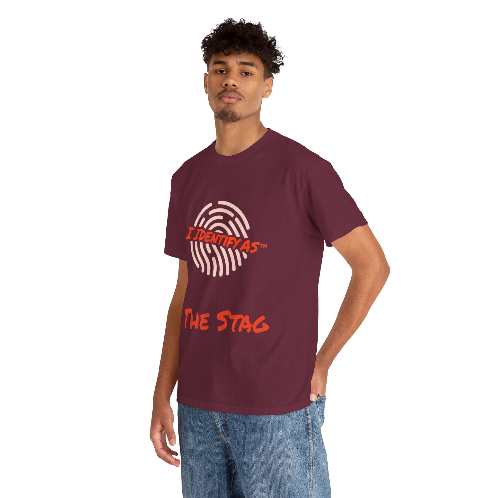 Unisex Tee: I Identify As The Stag Fingerprint Graphic