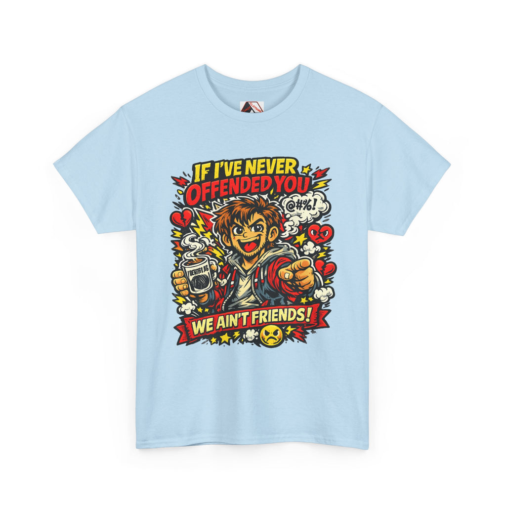 Sarcastic graphic tee with bold comic elements and slogan - from Chaos Clothing by I Identify As