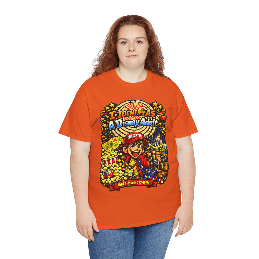 I Identify As A Theme Park Adult™ | Chaos Carl™ Funny Theme Park Enthusiast T-Shirt