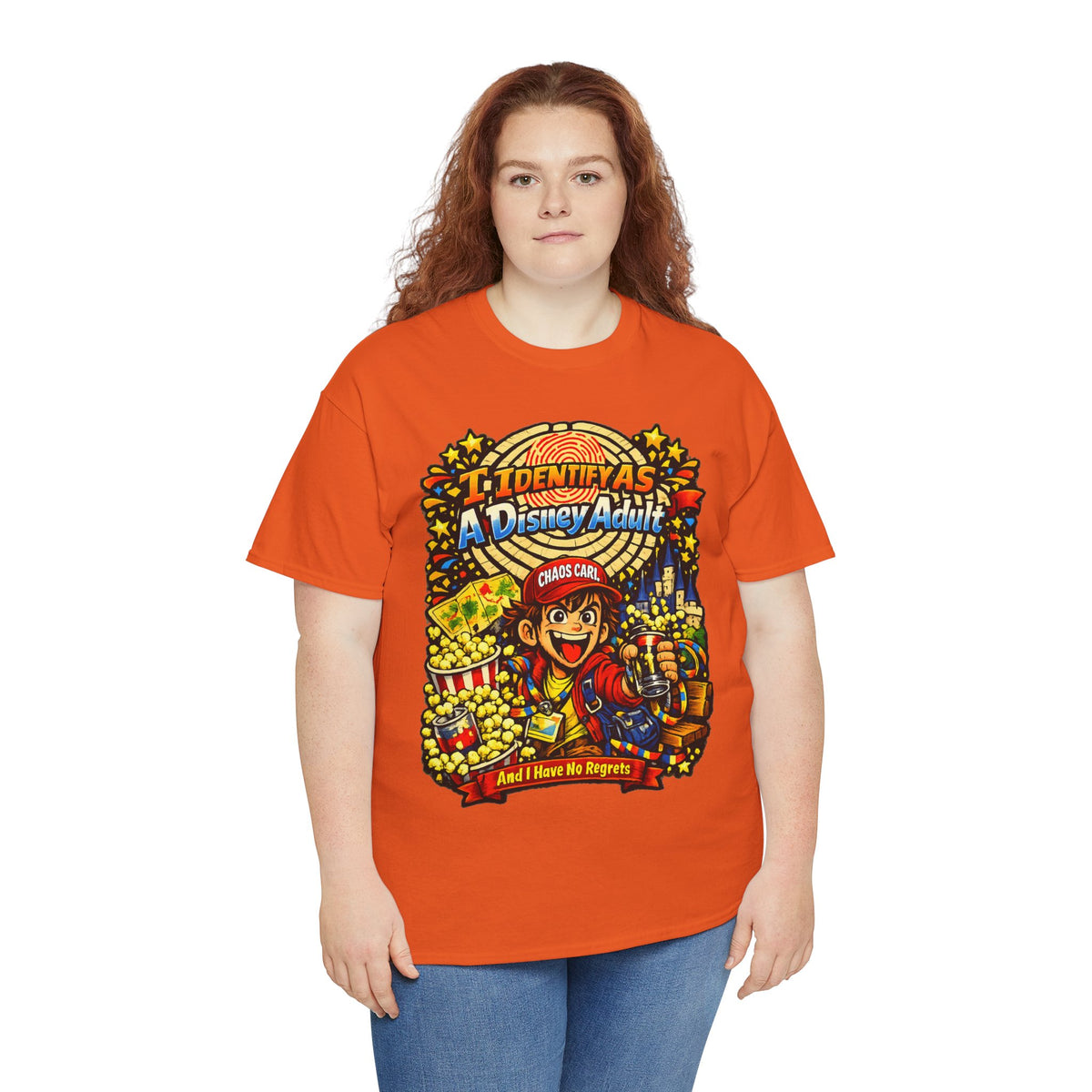 I Identify As A Theme Park Adult™ | Chaos Carl™ Funny Theme Park Enthusiast T-Shirt