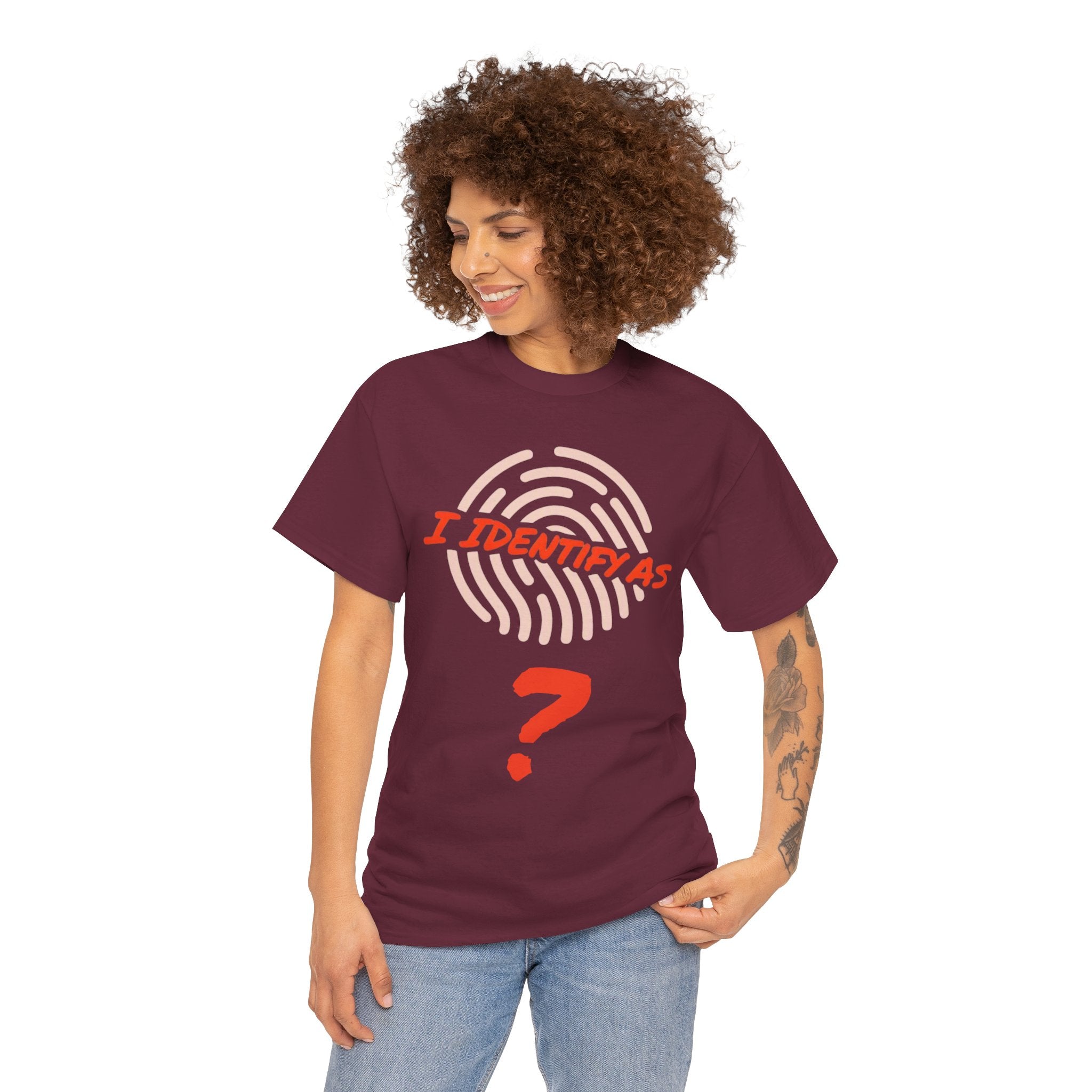 Personalised “I Identify As” Custom Name T‑Shirt – Unisex Cotton Identity Graphic Tee – Custom Text Personalisation Shirt for Men & Women