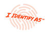 Red text 'I IDENTIFY AS' overlaid on a pale peach fingerprint graphic.